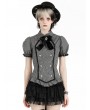 Gray Gothic Academic Striped Double-Breasted Blouse for Women