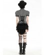 Gray Gothic Academic Striped Double-Breasted Blouse for Women