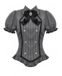 Gray Gothic Academic Striped Double-Breasted Blouse for Women