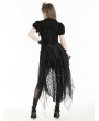 Black Gothic Chiffon Deep V-Neck Ruffles Shorrt Sleeve Blouse for Women