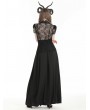 Black Gothic Sexy Lace Hollow Out Short Sleeve Blouse for Women