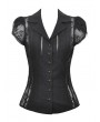 Black Gothic Sexy Lace Hollow Out Short Sleeve Blouse for Women