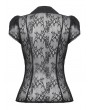 Black Gothic Sexy Lace Hollow Out Short Sleeve Blouse for Women