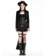 Black Dark Gothic Open Front Long Tail Jacket for Women