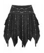 Black Gothic Punk Skull Studded Irregular Skirt