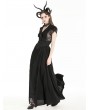 Black Gothic Elegant Heart-shaped Embroidered Lace Maxi Skirt