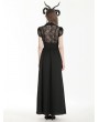 Black Gothic Elegant Heart-shaped Embroidered Lace Maxi Skirt