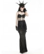 Black Gothic Velvet Lace Applique Elegant Mermaid Long Skirt