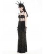 Black Gothic Velvet Lace Applique Elegant Mermaid Long Skirt