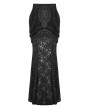 Black Gothic Velvet Lace Applique Elegant Mermaid Long Skirt