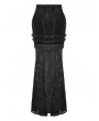 Black Gothic Velvet Lace Applique Elegant Mermaid Long Skirt