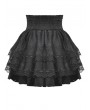 Black Gothic Playful Embroidered Lace Flouncy Puff Short Skirt