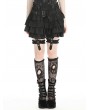 Black Gothic Layered Frilly Skirt With Leg Garter Belt