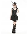 Black Gothic Layered Frilly Skirt With Leg Garter Belt