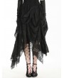 Black Gothic Distressed Irregular Lace Ruffle Skirt