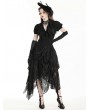 Black Gothic Distressed Irregular Lace Ruffle Skirt