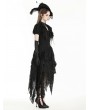 Black Gothic Distressed Irregular Lace Ruffle Skirt