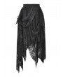 Black Gothic Distressed Irregular Lace Ruffle Skirt