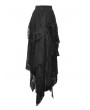 Black Gothic Distressed Irregular Lace Ruffle Skirt