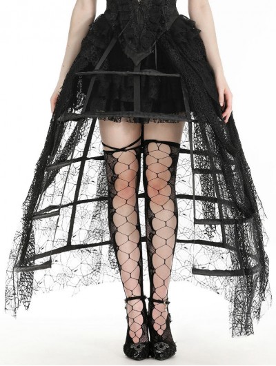 Black Gothic Rococo Spiderweb Tattered Birdcage Petticoat