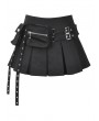 Black Gothic Punk Moto Pleated Cargo Pocket Mini Skirt