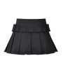 Black Gothic Punk Moto Pleated Cargo Pocket Mini Skirt