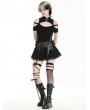 Black Gothic Punk Rock PU Leather Lace Mini Skirt