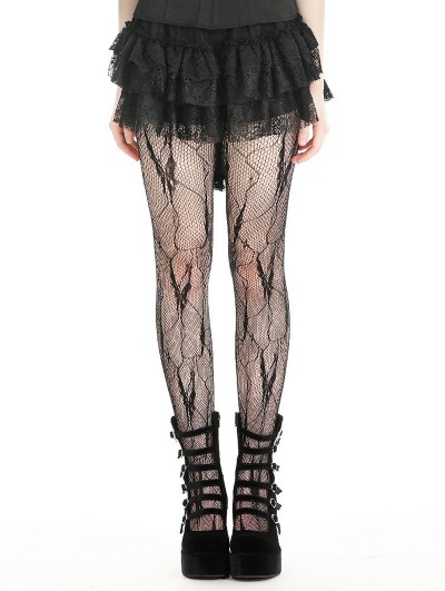 Women's Black Gothic Lace Puffy Bottoms with Detachable Tail
