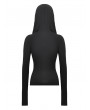 Dark in love Black Gothic Sexy Fitted Hooded Hollow-Out T-Shirt for Women