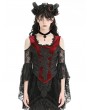 Dark in love Black and Red Retro Gothic Victorian Off-the-Shoulder Top for Women