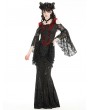 Dark in love Black and Red Retro Gothic Victorian Off-the-Shoulder Top for Women