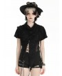 Dark in love Black Gothic Punk Wasteland Irregular Short Sleeeve T-Shirt for Women