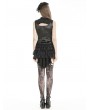 Dark in love Black Gothic Lace Ruffle Trim Tie-Up Sleeveless Top for Women