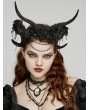 Punk Rave Black Gothic Dark Demon Horn Bead Flower Headwear