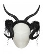 Punk Rave Black Gothic Dark Demon Horn Bead Flower Headwear