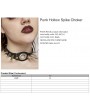 Punk Rave Black Gothic Punk Hollow Spike Faux Leather Choker