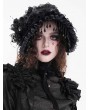 Devil Fashion Black Gothic Victorian Lace Frill Bead Tassel Bonnet Headband