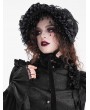 Devil Fashion Black Gothic Victorian Lace Frill Bead Tassel Bonnet Headband