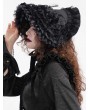 Devil Fashion Black Gothic Victorian Lace Frill Bead Tassel Bonnet Headband