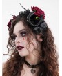 Devil Fashion Black and Red Gothic Mesh Flower Sheep Horn Headdress