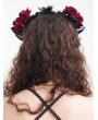 Devil Fashion Black and Red Gothic Mesh Flower Sheep Horn Headdress