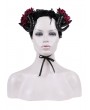 Devil Fashion Black and Red Gothic Mesh Flower Sheep Horn Headdress