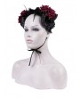 Devil Fashion Black and Red Gothic Mesh Flower Sheep Horn Headdress