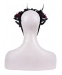 Devil Fashion Black and Red Gothic Mesh Flower Sheep Horn Headdress