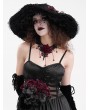 Devil Fashion Black Gothic Wide Brim Lace Trim Floppy Hat for Women