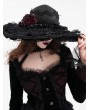 Devil Fashion Black Gothic Wide Brim Lace Trim Floppy Hat for Women