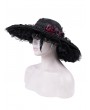 Devil Fashion Black Gothic Wide Brim Lace Trim Floppy Hat for Women