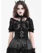 Devil Fashion Black Vintage Gothic Metal Buckle Tasseled Underbust Corset