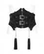 Devil Fashion Black Vintage Gothic Metal Buckle Tasseled Underbust Corset