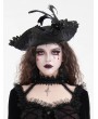 Devil Fashion Black Gothic Lace Applique Feather Pirate Hat for Women